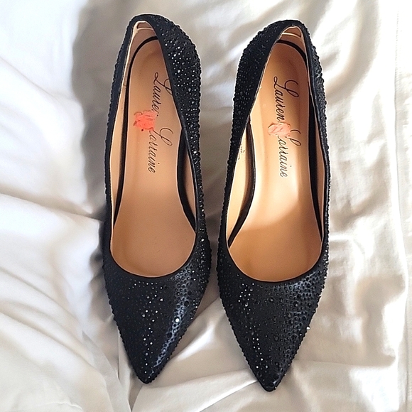 Lauren Lorraine " Jewel" Black Sparkly High Heel Shoes - Picture 4 of 4